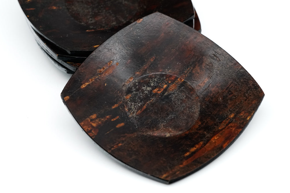 Japanese Chataku - Set of 5 Cherry Bark Tea Saucers