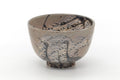 Japanese Matcha Bowl - Grey Black Egret Seigaiha Chawan - 400ml