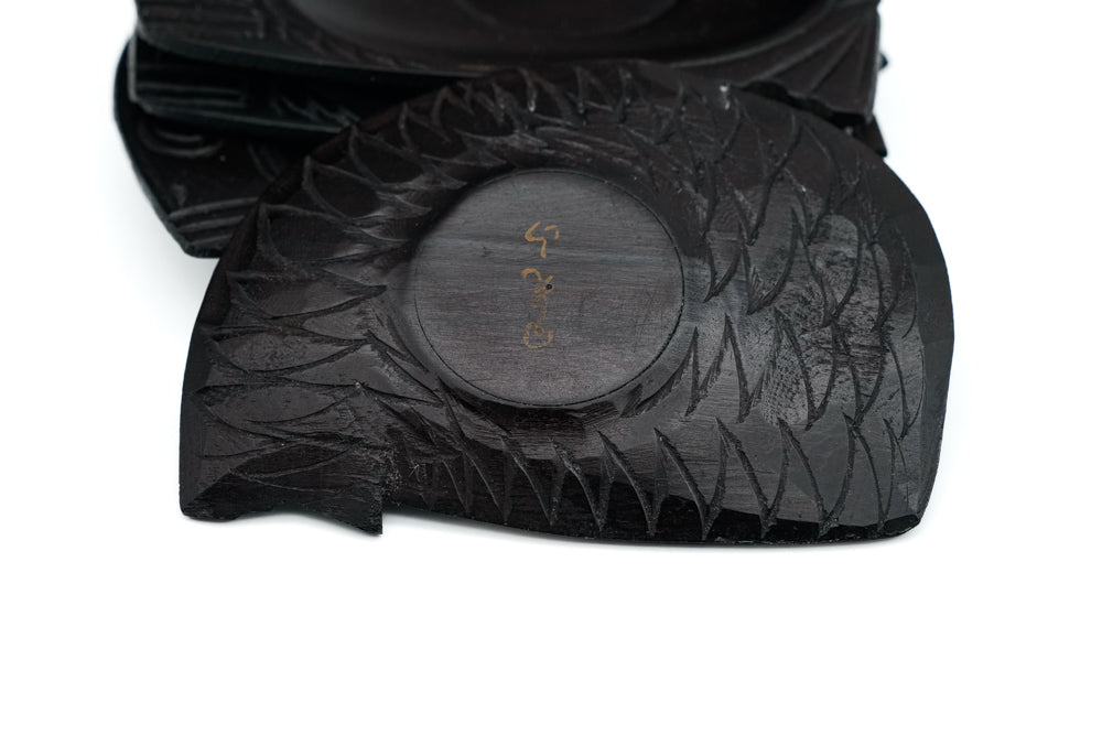 Japanese Chataku - Set of 5 Fish Carved Wooden Antique Tea Saucers