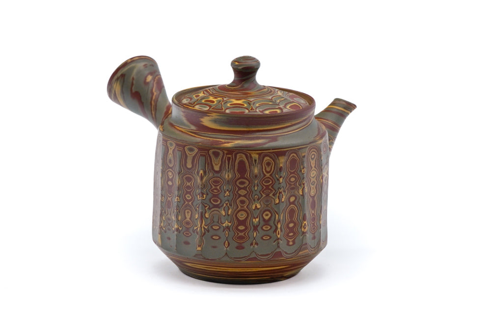 Japanese Kyusu - Faceted Nerikomi Tokoname Teapot - 250ml