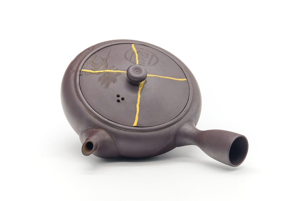 Japanese Kyusu - Engraved Banko-yaki Kintsugi Teapot - 220ml