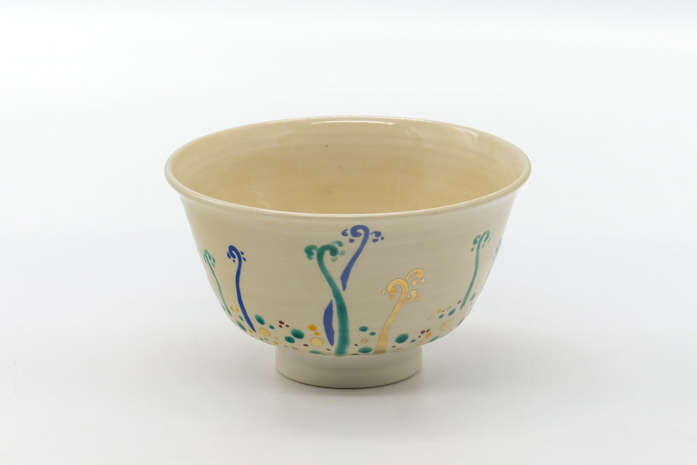 Japanese Matcha Bowl - Abstract Painted Kyo-yaki Chawan - 200ml