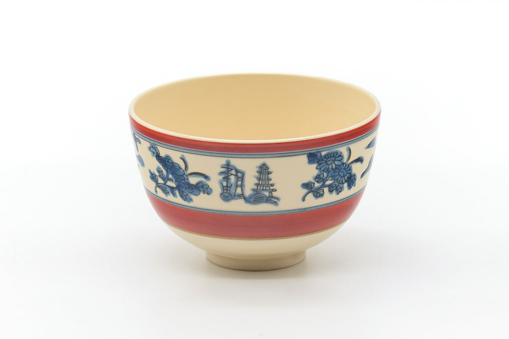 Japanese Matcha Bowl - Floral Traditional Kyo-yaki Chawan - 400ml