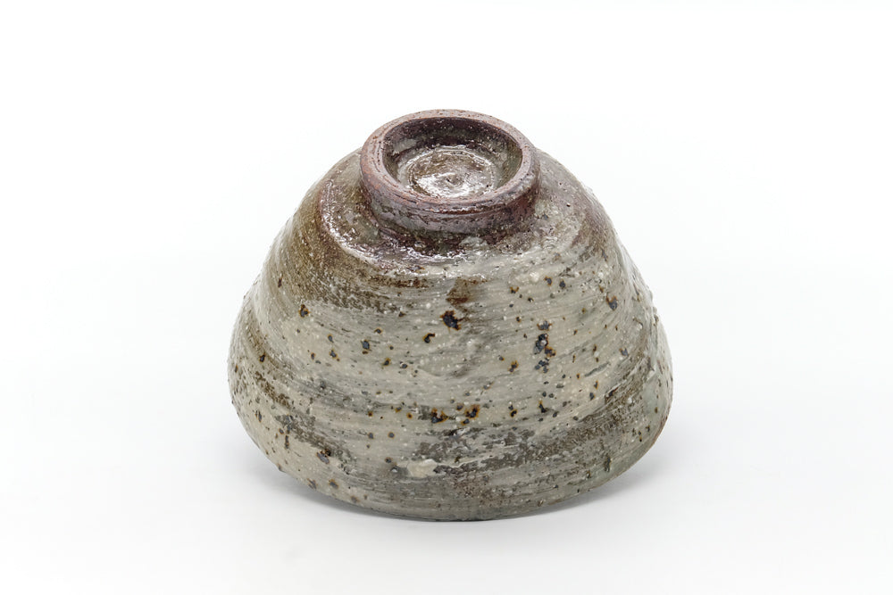 Japanese Matcha Bowl - Earthy Beige Grey Hakeme Textured Chawan