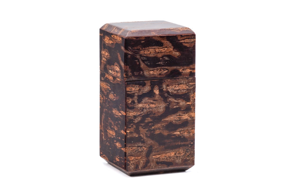 Japanese Chazutsu - Kabazaiku Rectangular Cherry Bark Tea Canister with Tea Scoop