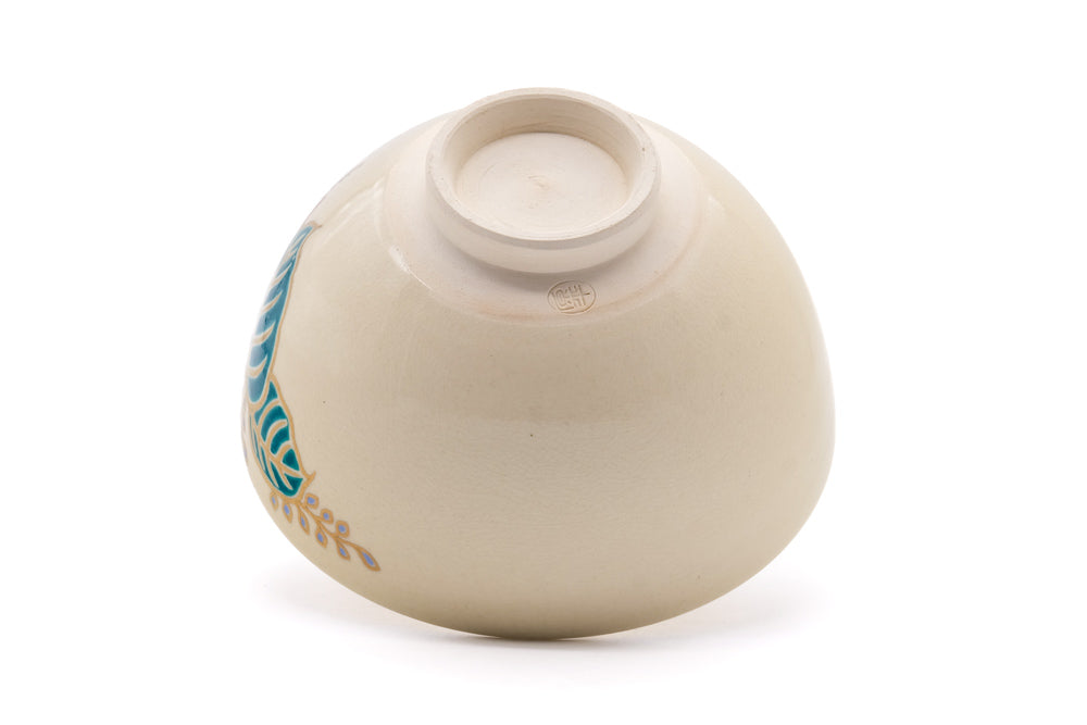 Japanese Matcha Bowl - Painted Leaves Kyo-yaki Chawan - 420ml
