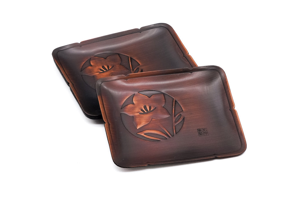 Japanese Meimeizara - Set of 5 Floral Rectangular Copper Sharing Plates