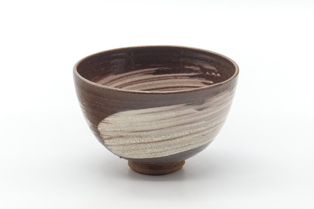 Japanese Matcha Bowl - Wan-nari White Hakeme Glazed Chawan