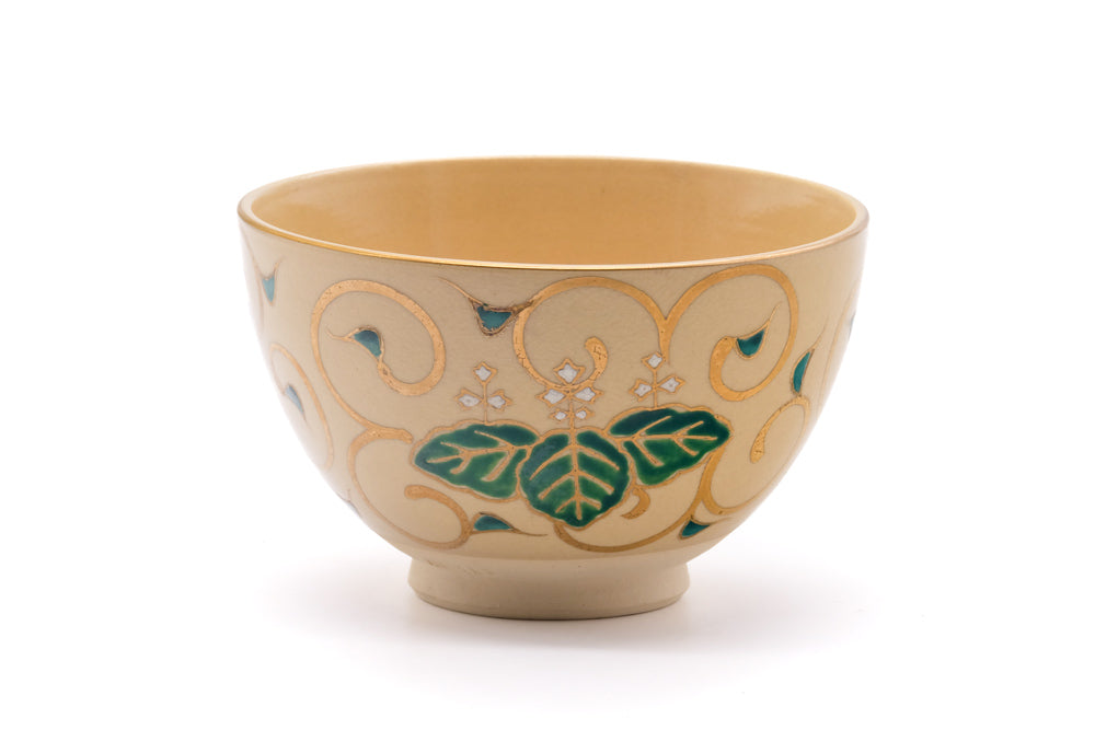 Japanese Matcha Bowl - Colorful Paulownia Patterned Kyo Chawan - 400ml