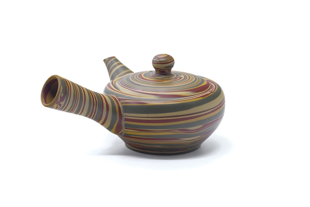 Japanese Kyusu - Yellow Green Nerikomi Tokoname Teapot - 200ml