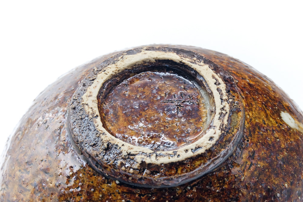 Japanese Matcha Bowl - Brown Mottled Komogai-nari Chawan - 500ml