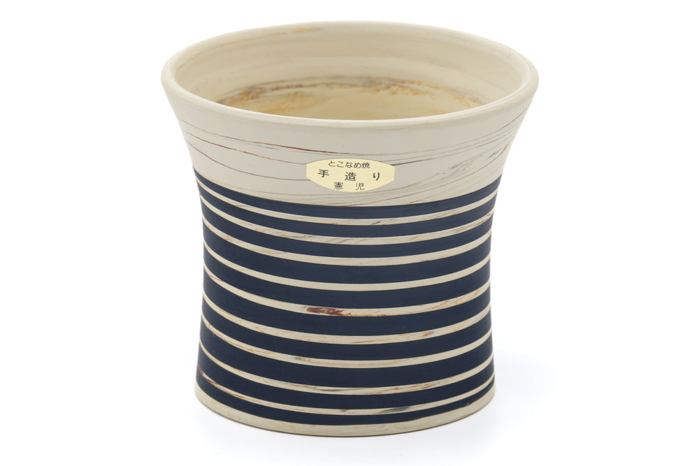 Japanese Teacups - Pair of Meoto Nerikomi Striped Yunomi