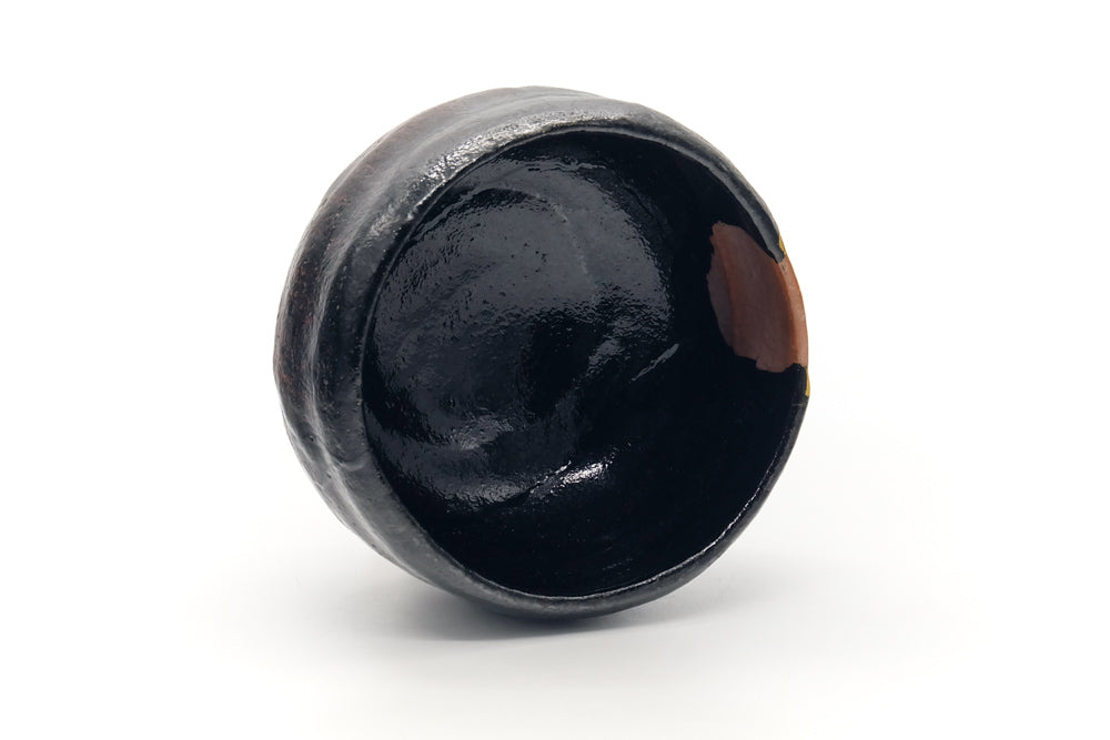 Japanese Matcha Bowl - Black Red Raku-yaki Kintsugi Chawan - 450ml