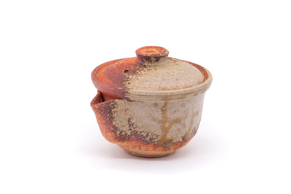 Japanese Tea Set - Shigaraki-yaki Houhin Teapot, Katakuchi Water Cooler, and 3 Yunomi Teacups
