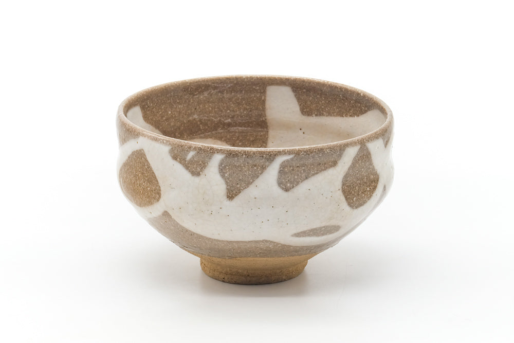 Japanese Matcha Bowl - Beige White Abstract Chawan - 400ml