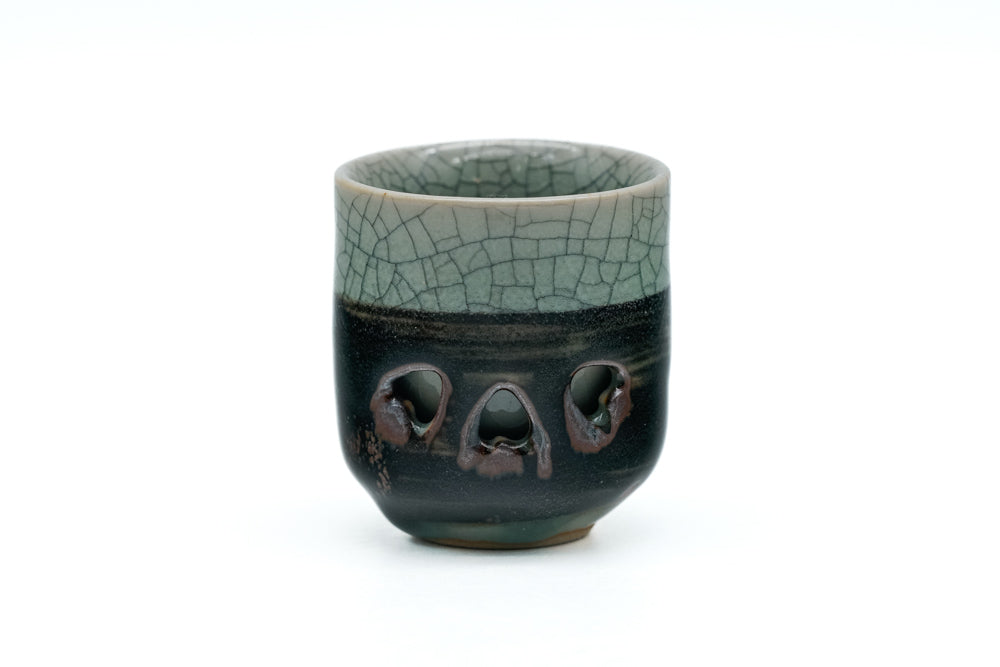 Japanese Teacup - Small Celadon Obori Soma-yaki Double-Walled Guinomi - 30ml