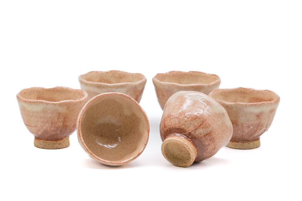 Japanese Tea Set - Hagi Hohin, Yuzamashi, and 6 Yunomi
