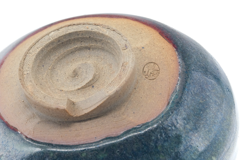 Japanese Matcha Bowl - Brown Yellow Speckled Drip-Glazed Chawan