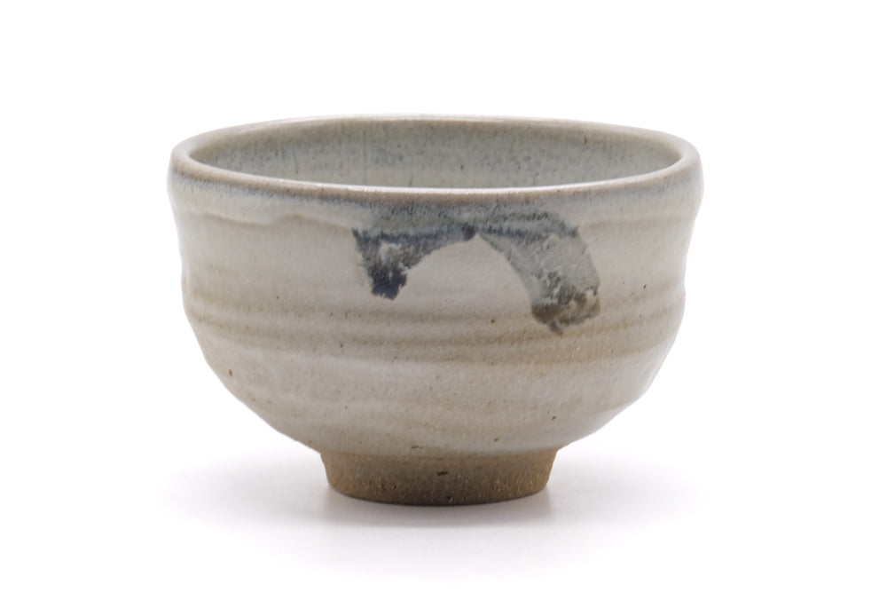 Japanese Matcha Bowl - Abstract Milky White Glazed Chawan - 400ml