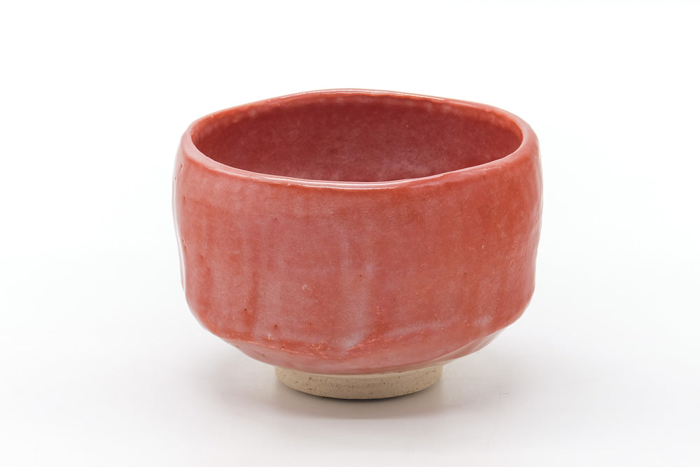 Japanese Matcha Bowl - Floral Red Raku-yaki Chawan - 400ml
