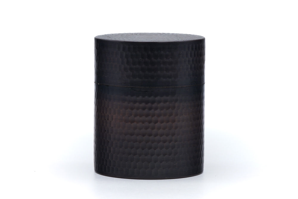 Japanese Chazutsu - Large Vintage Hammered Metal Tea Canister