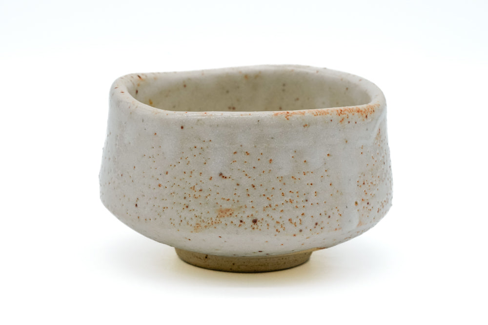 Japanese Matcha Bowl - Abstract White Shino Mino-yaki Chawan