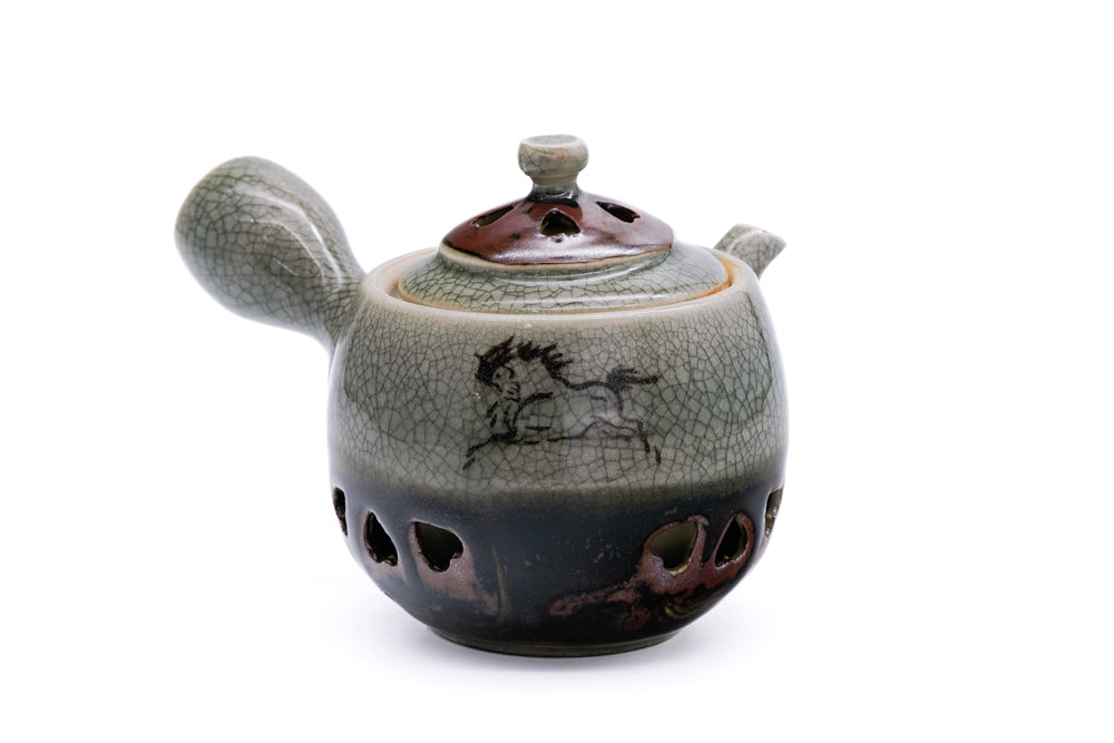 Double-walled Obori Soma-yaki Celadon Tea Set