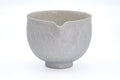 Silvery White Hanakessho Crystal Glaze Spouted Matcha Bowl