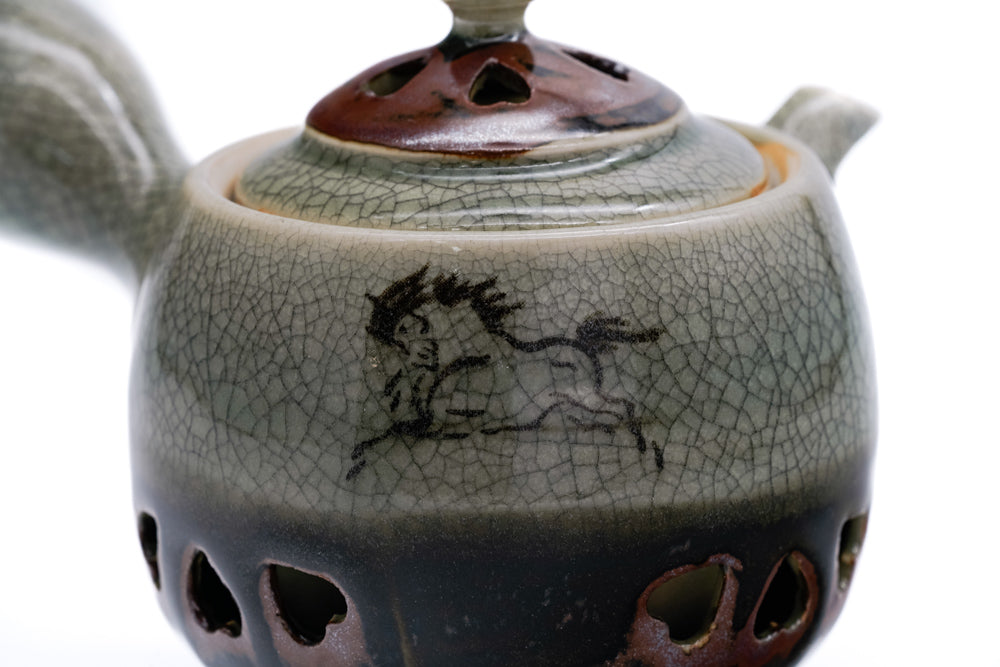 Double-walled Obori Soma-yaki Kyusu - 200ml