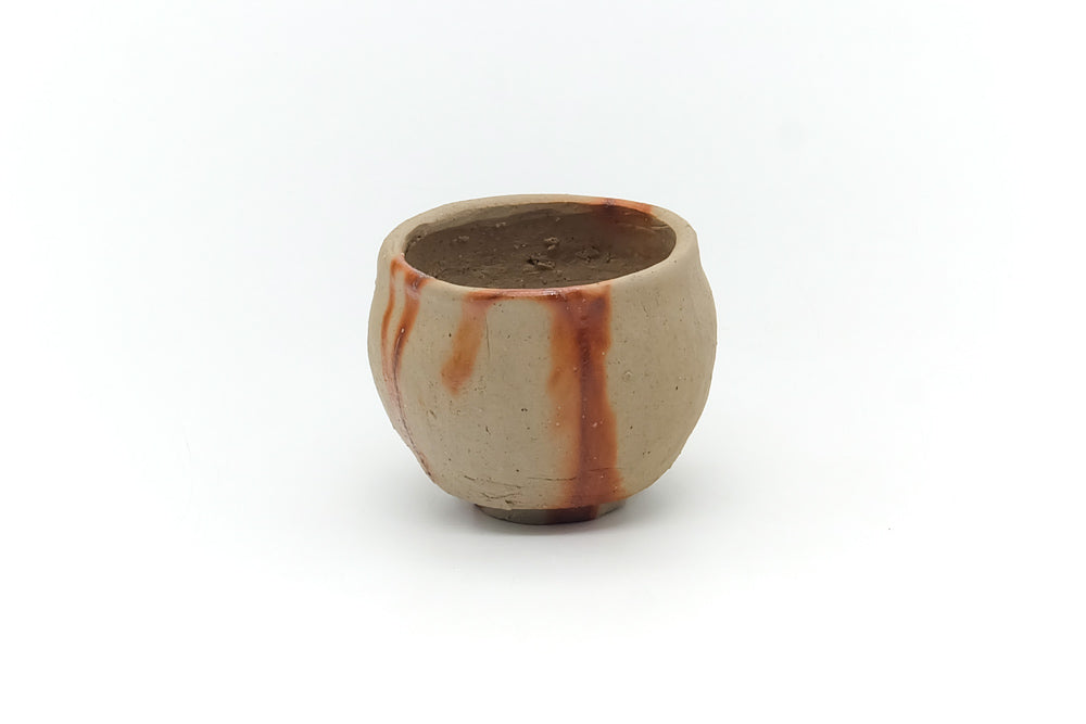 Japanese Teacup - Orange Hidasuki Bizen Yunomi - 90ml