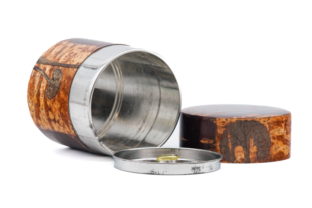 Japanese Chazutsu - Kabazaiku Fuki Leaves Cherry Bark Tea Canister
