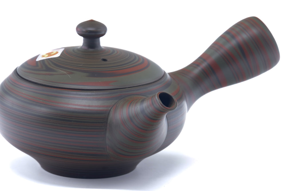 Japanese Kyusu - 雲仙窯 Unzen Kiln - Green Nerikomi Tokoname-yaki Teapot - 260ml
