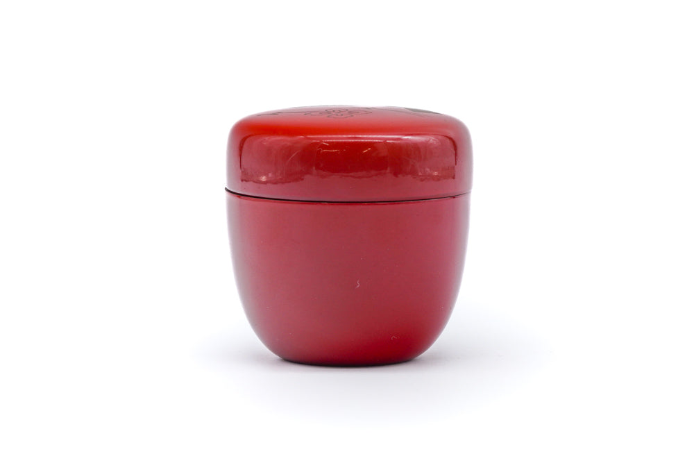 Japanese Natsume - Red Floral Black Lacquer Tea Caddy
