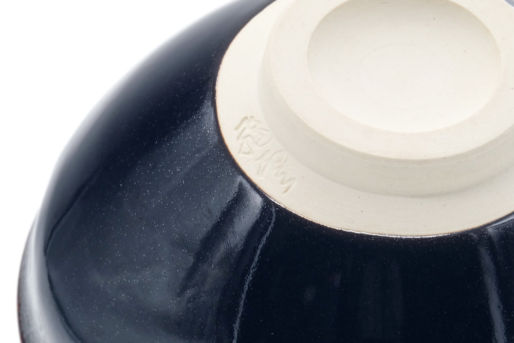 Japanese Matcha Bowl - Black Glazed Gold Rim Tenmoku-gata Chawan