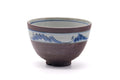 Japanese Matcha Bowl - Mountainous Blue Striped Chawan - 400ml