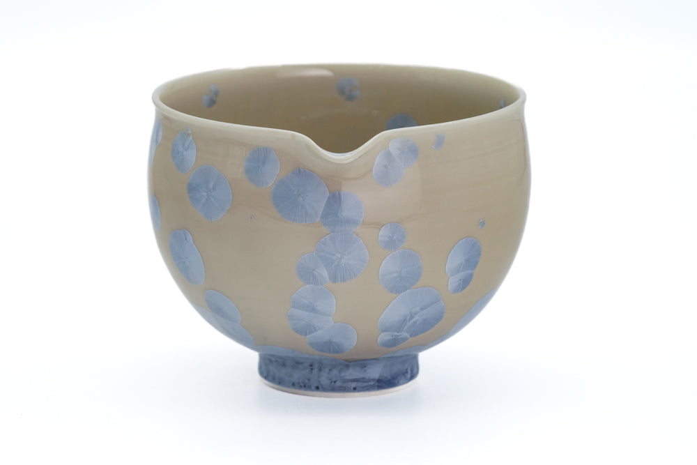 Icy Blue Hanakessho Crystal Glaze Spouted Matcha Bowl