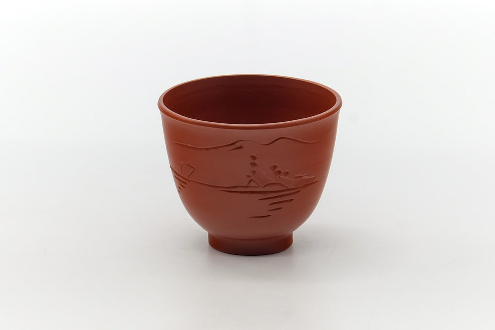 Japanese Teacup - Engraved Mountainous Tokoname Yunomi - 85ml
