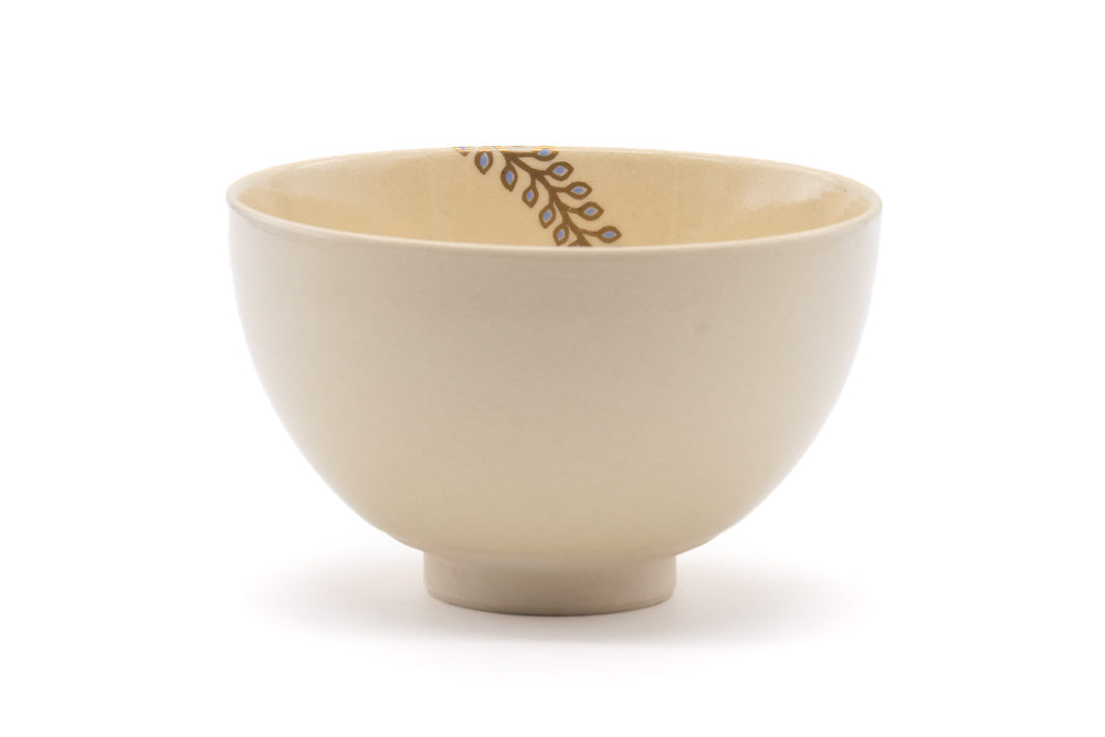 Japanese Matcha Bowl - Painted Leaves Kyo-yaki Chawan - 420ml
