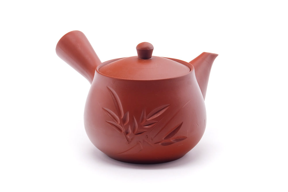 Japanese Kyusu - Long Grass Engraved Tokoname Teapot - 280ml