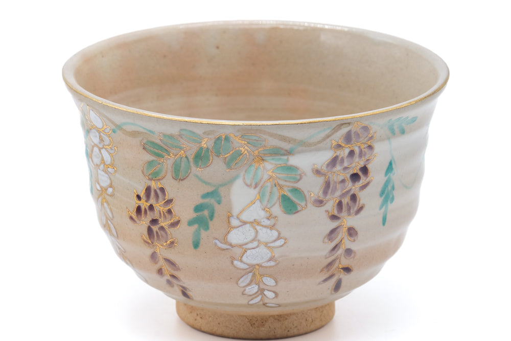 Japanese Matcha Bowl - Floral Hakeme Chawan