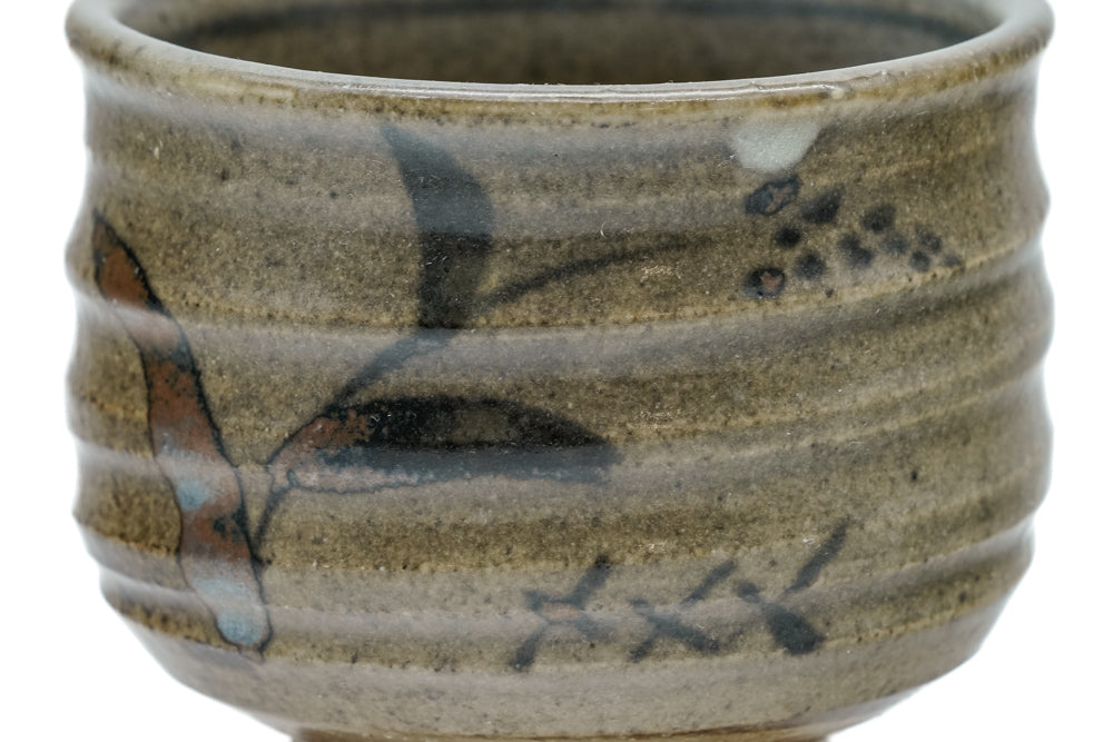 Japanese Teacup - Floral Green Spiraling Yunomi - 220ml