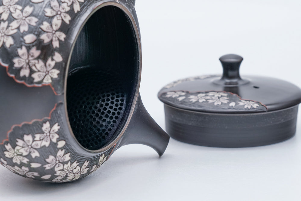 Plum Blossom Engraved Kokudei Tokoname Teapot - 200ml