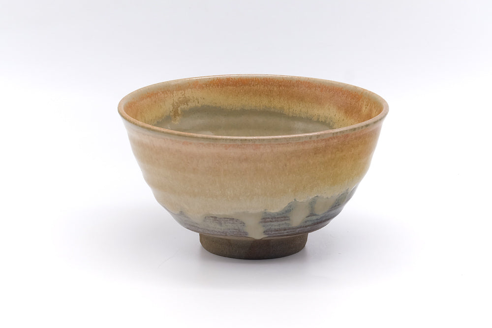 Japanese Matcha Bowl - Yellow Drip-Glaze Chawan - 450ml