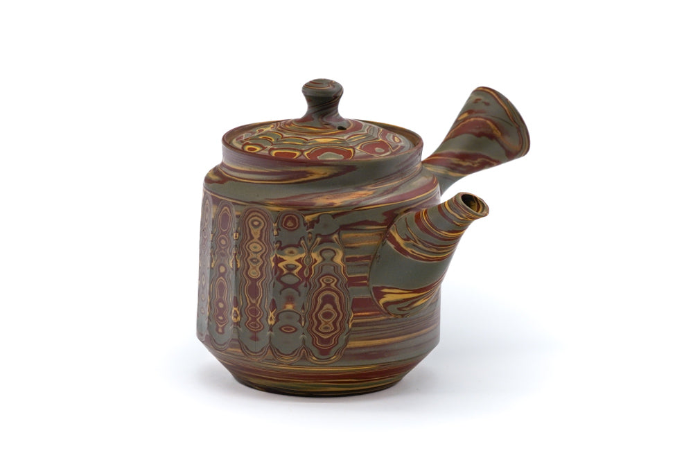 Japanese Kyusu - Faceted Nerikomi Tokoname Teapot - 250ml