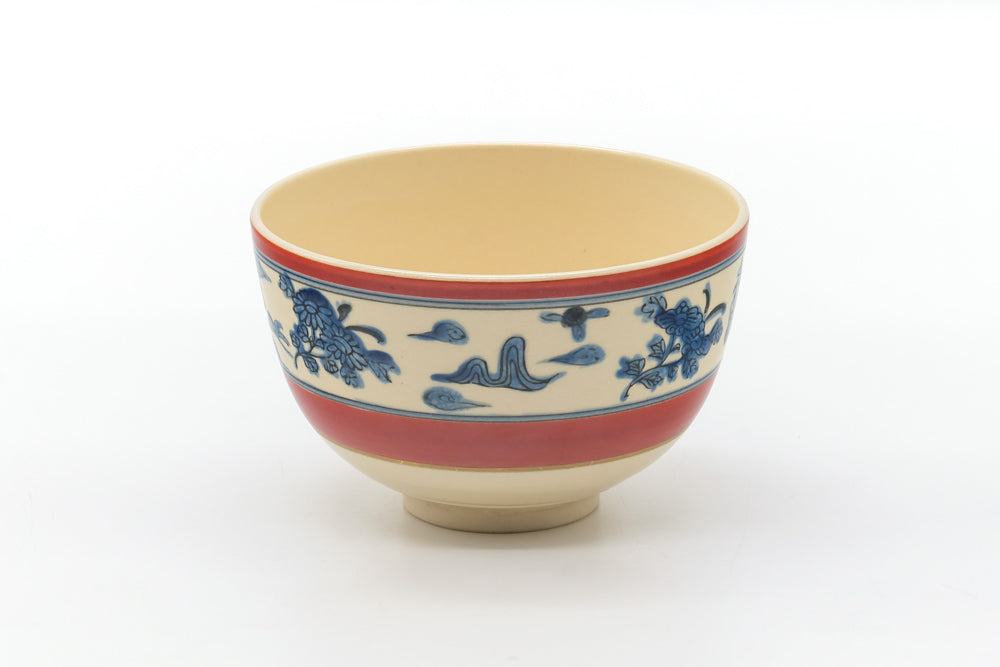 Japanese Matcha Bowl - Floral Traditional Kyo-yaki Chawan - 400ml