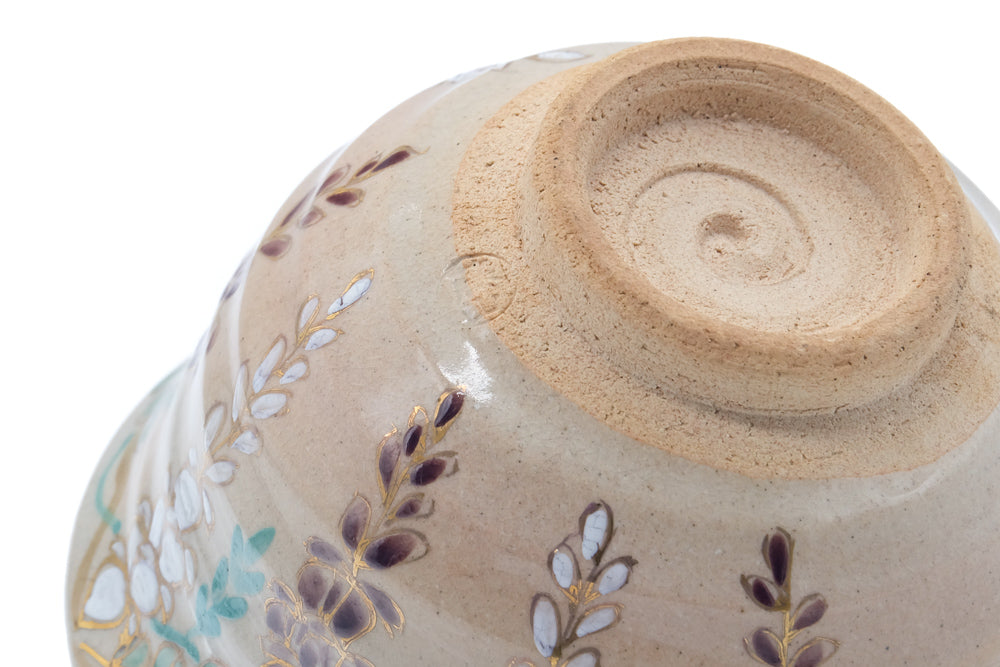 Japanese Matcha Bowl - Floral Hakeme Chawan
