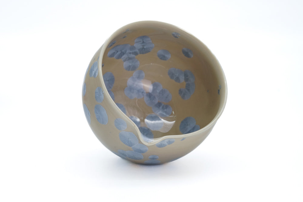 Icy Blue Hanakessho Crystal Glaze Spouted Matcha Bowl