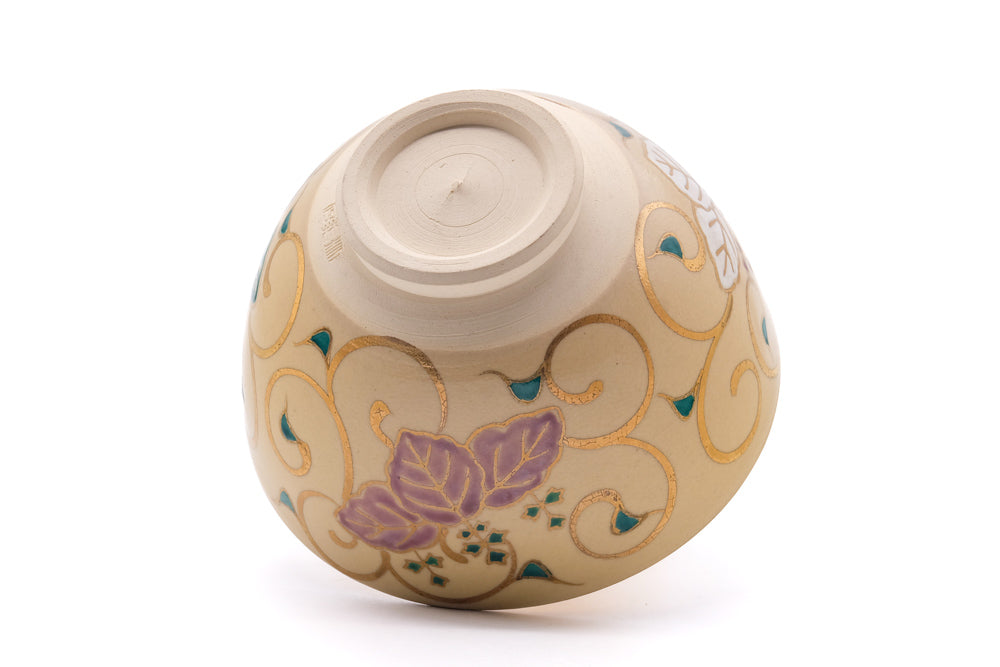 Japanese Matcha Bowl - Colorful Paulownia Patterned Kyo Chawan - 400ml