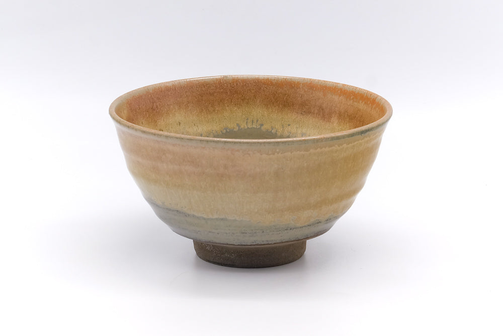 Japanese Matcha Bowl - Yellow Drip-Glaze Chawan - 450ml