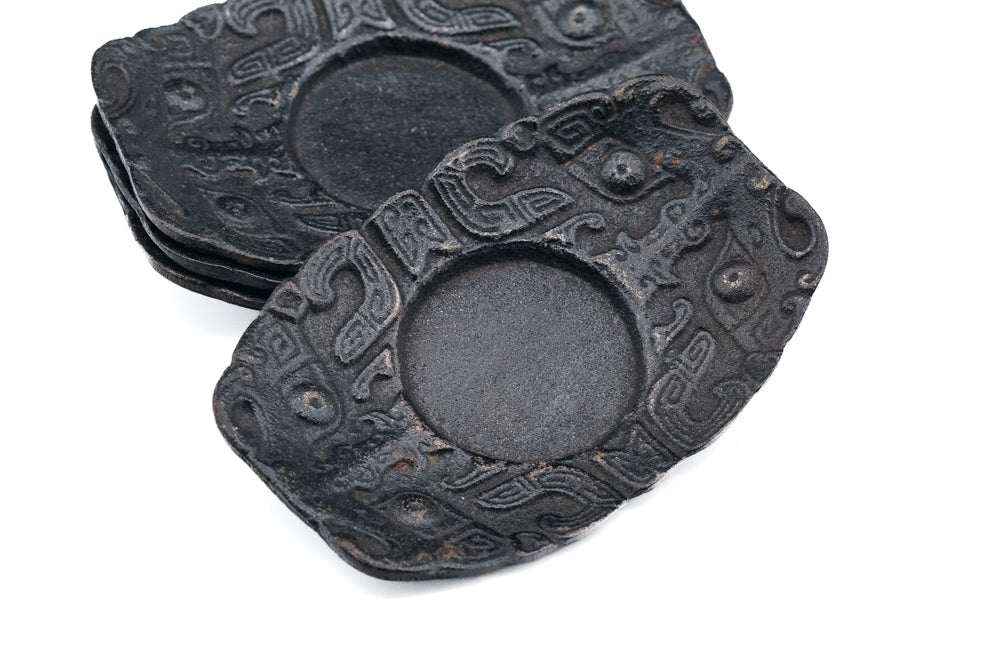 Japanese Chataku - Set of 4 Vintage Cast Iron Tea Saucers